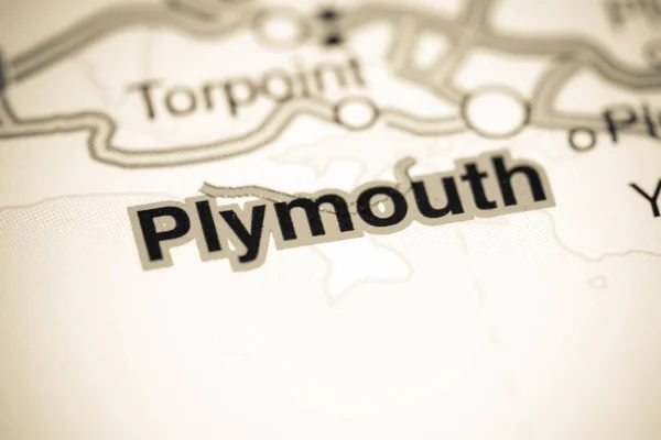 Plymouthissa. Yhdistynyt kuningaskunta kartalla — kuvapankkivalokuva