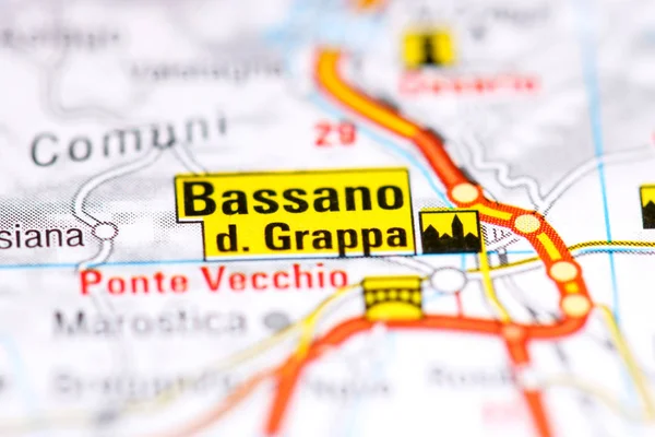 Bassano d. Grappa. Italy on a map