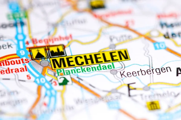 Mechelen. Bélgica sobre um mapa — Fotografia de Stock