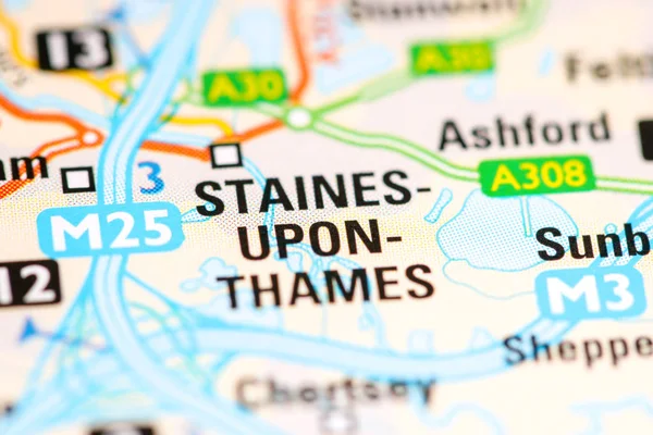 Staines-on-Thames. Haritada Birleşik Krallık — Stok fotoğraf