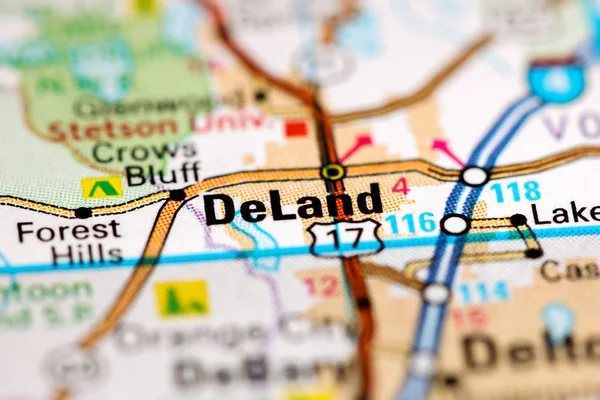 DeLand. Florida. USA on a map — Stok fotoğraf