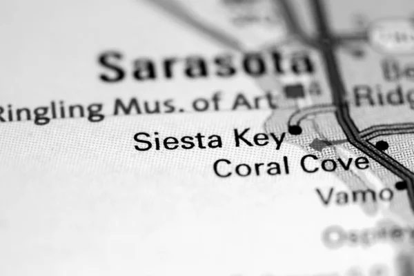Σιέστα Κι. Φλόριντα. Usa σε ένα χάρτη — Φωτογραφία Αρχείου