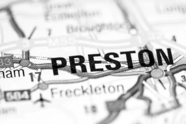 Jestem Preston. Wielka Brytania na mapie — Zdjęcie stockowe