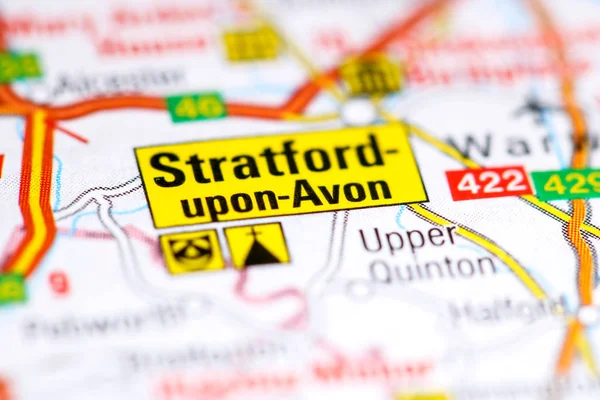 Stratford-upon-Avon. Reino Unido sobre um mapa — Fotografia de Stock