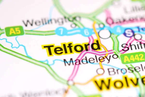 Telford. Reino Unido sobre um mapa — Fotografia de Stock