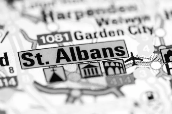 St. Albans. Verenigd Koninkrijk op een kaart — Stockfoto