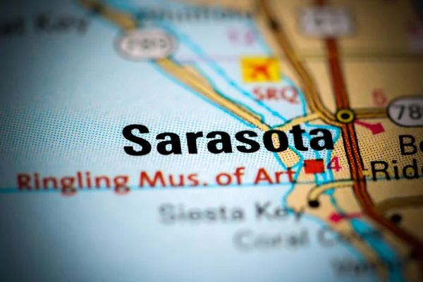 Сарасота. Флорида. США на карте Лицензионные Стоковые Фото