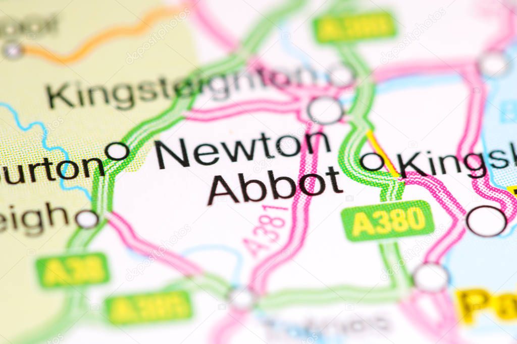 Newton Abbot. United Kingdom on a map