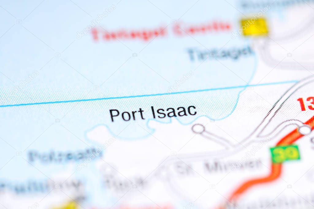 Port Isaac. United Kingdom on a map