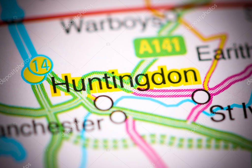 Huntingdon. United Kingdom on a map