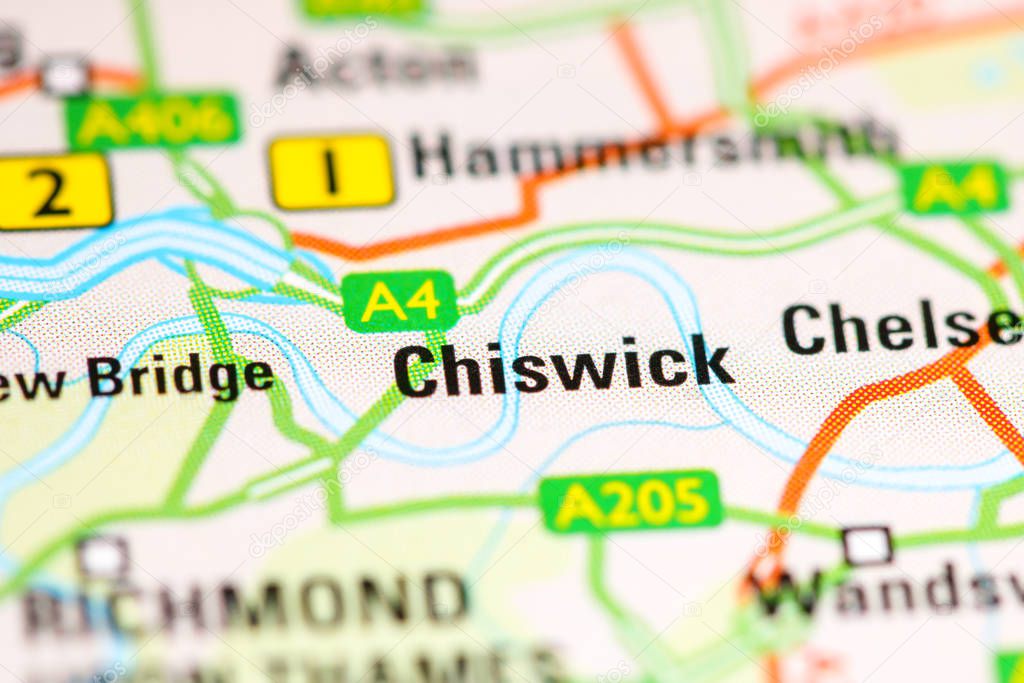 Chiswick. United Kingdom on a map