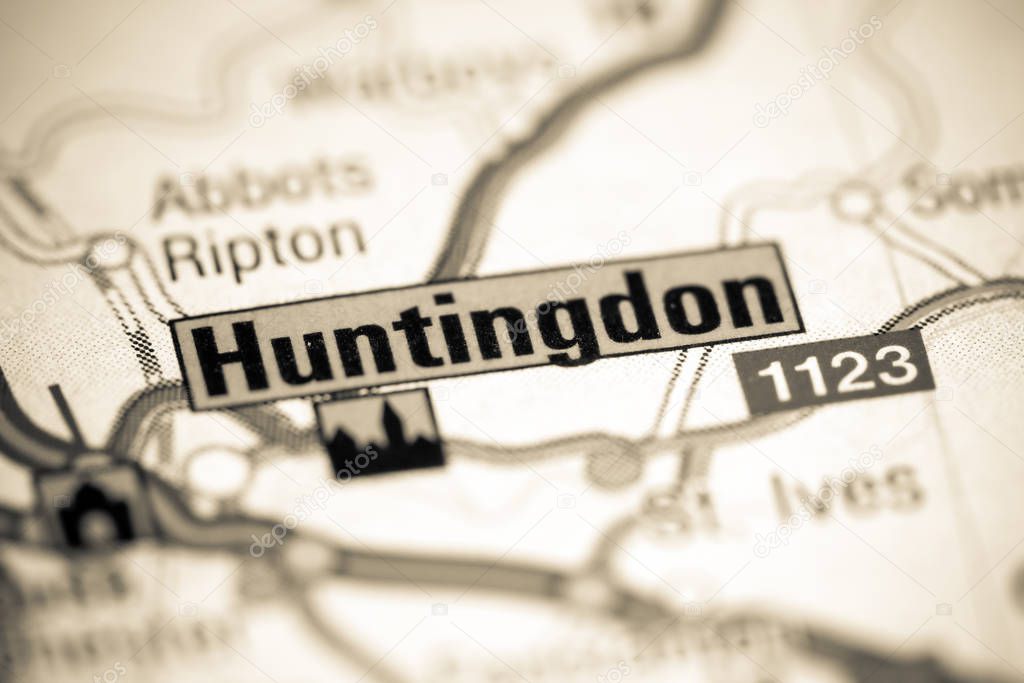 Huntingdon. United Kingdom on a map