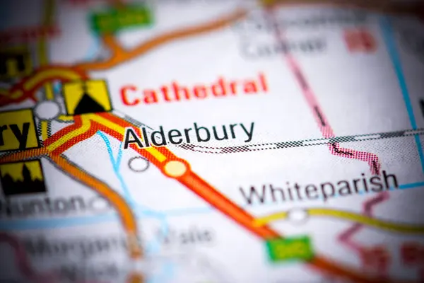 Alderbury. Reino Unido sobre um mapa — Fotografia de Stock