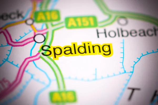 Spalding. Reino Unido sobre um mapa — Fotografia de Stock