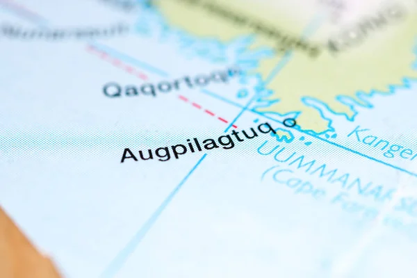 Augpilagtuq. Greenland on a map — Stock Photo, Image