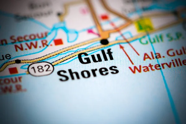 Gulf Shores. Alabama. EUA sobre um mapa — Fotografia de Stock