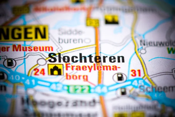 Slochteren. Netherlands on a map — Stok fotoğraf