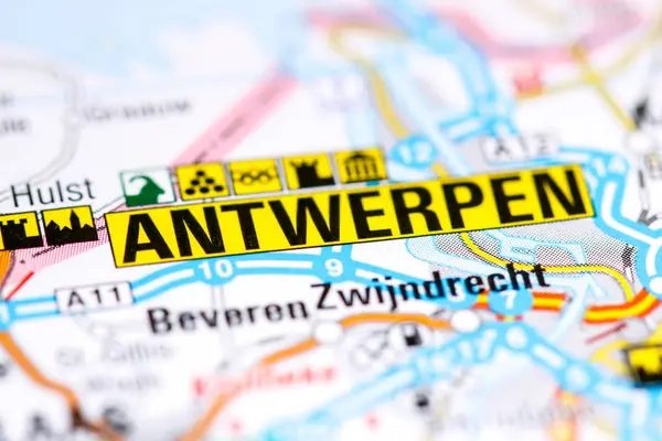 Antwerpen. Belgio su una mappa — Foto Stock
