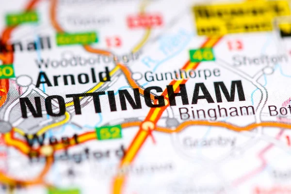 Nottingham. United Kingdom on a map — Stockfoto