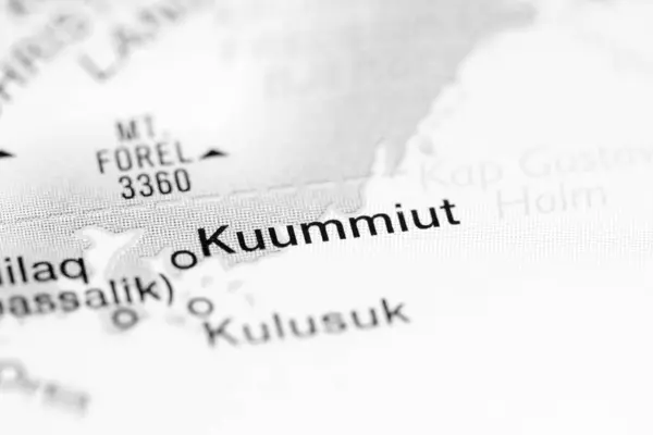 Kuummiut. Greenland on a map — Stock Photo, Image