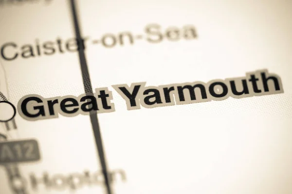 Grande Yarmouth. Regno Unito su una mappa — Foto Stock