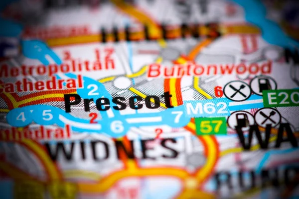 Prescott. United Kingdom on a map — ストック写真