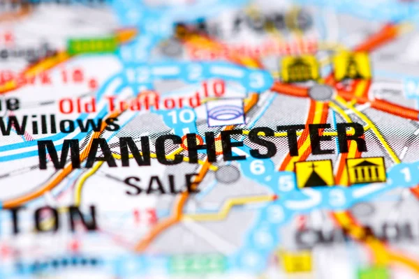 Manchester. United Kingdom on a map — 스톡 사진