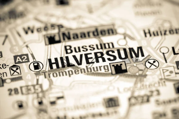 希尔弗苏姆 地图上的荷兰 — 图库照片