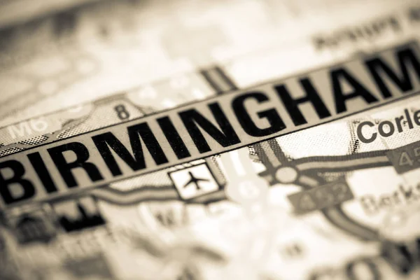 Birmingham. Reino Unido sobre um mapa — Fotografia de Stock