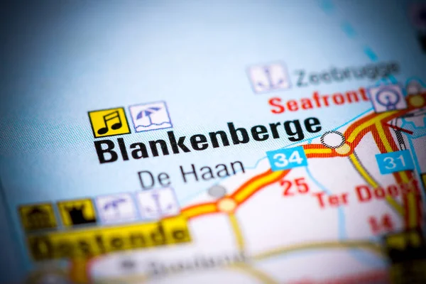 Blankenberge. Bélgica sobre um mapa — Fotografia de Stock