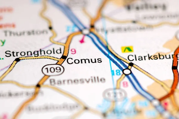 Comus. Maryland. USA on a map — Stock fotografie