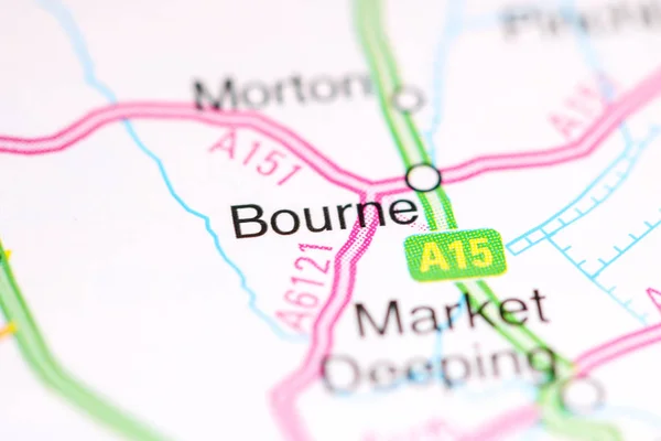 Bourne. Reino Unido sobre um mapa — Fotografia de Stock