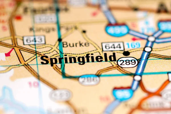 Springfield. Virginie. USA na mapě — Stock fotografie