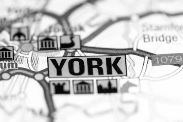 York. Reino Unido sobre um mapa — Fotografia de Stock