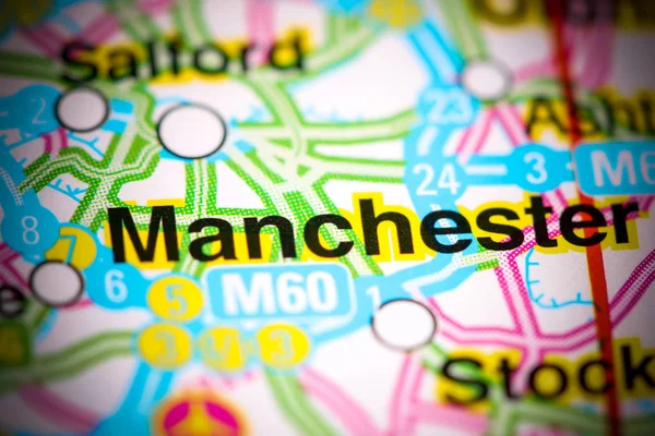 Manchester. United Kingdom on a map — 스톡 사진