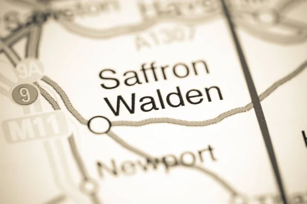 Saffron Walden. Reino Unido sobre um mapa — Fotografia de Stock