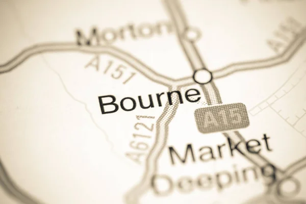 Bourne. Reino Unido sobre um mapa — Fotografia de Stock