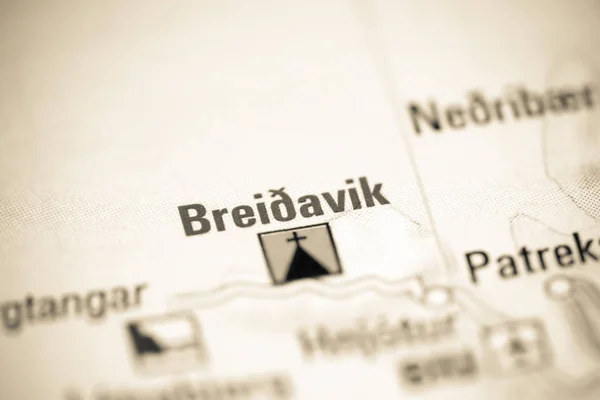 Breidavik. Islanda su una mappa — Foto Stock
