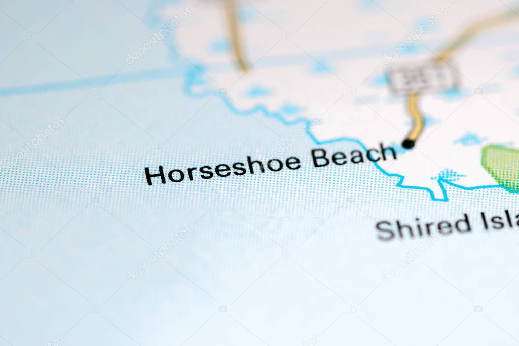 Horseshoe Beach. Florida. USA on a map