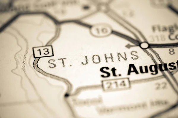 St. Johns. Florida. USA on a map — Stok fotoğraf