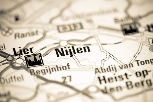 Nijlen. Bélgica en un mapa —  Fotos de Stock