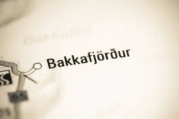 Bakkafjordur. Iceland on a map — Stock Photo, Image