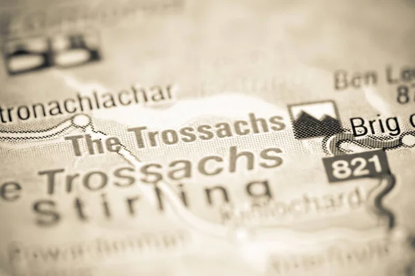 Os Trossachs. Reino Unido sobre um mapa — Fotografia de Stock