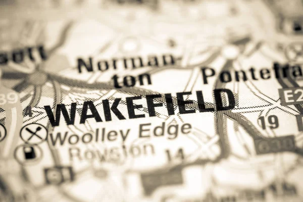 Wakefield. Reino Unido sobre um mapa — Fotografia de Stock