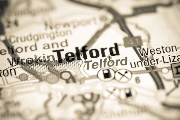Telford 。 地图上的联合王国 — 图库照片