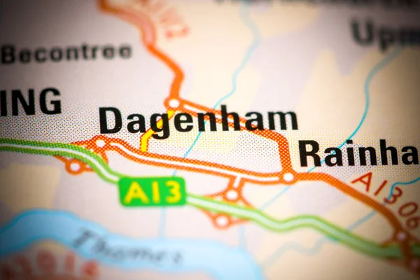 Ντέγκεναμ. Ηνωμένο Βασίλειο σε χάρτη — Φωτογραφία Αρχείου