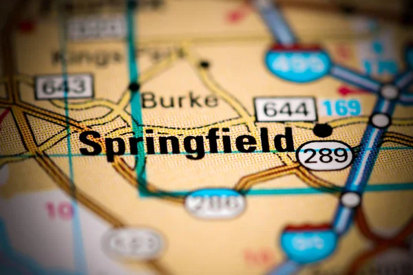 Springfield. Virginie. USA na mapě — Stock fotografie