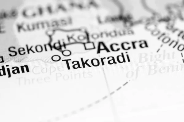 Takoradi. L'Afrique sur une carte — Photo