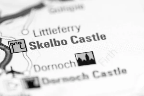 Castelo de Skelbo. Reino Unido sobre um mapa — Fotografia de Stock