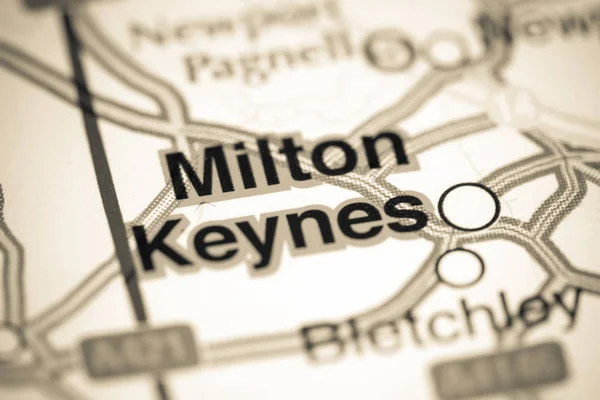 Milton Keynes. Wielka Brytania na mapie — Zdjęcie stockowe